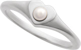 Platinum Cultured White Akoya Pearl Pearl Heart Ring - view 4