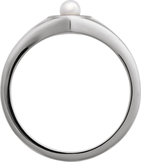 Platinum Cultured White Akoya Pearl Pearl Heart Ring - view 2