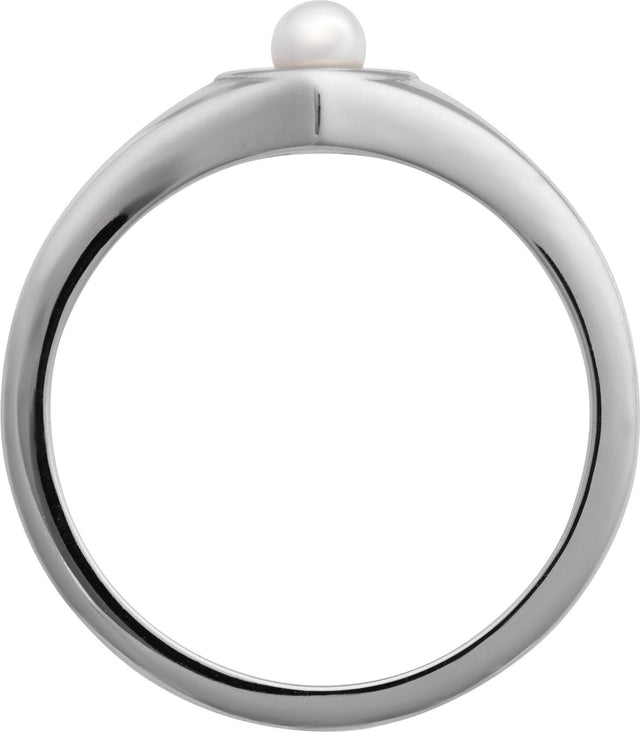 Platinum Cultured White Akoya Pearl Pearl Heart Ring - view 2