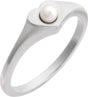 Platinum Cultured White Akoya Pearl Pearl Heart Ring