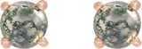 14K Gold Natural Moss Agate Round 4-Prong Cabochon Earrings - Rose Gold - view 2