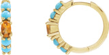 14K Gold Oval Natural Citrine Accented Hoop Earrings - Yellow Gold