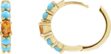 14K Gold Oval Natural Citrine Accented Hoop Earrings - Yellow Gold - view 3