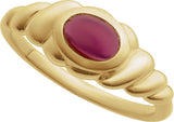 14K Gold Oval Natural Rhodolite Garnet Bezel-Set Puffed Cabochon Ring - Yellow Gold - view 4
