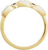 14K Gold Oval Lab-Grown White Opal & Natural London Blue Topaz Accented Ring - Yellow Gold - view 2