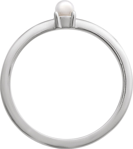 Platinum Cultured White Seed Pearl Stackable Pearl Ring - view 2