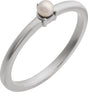 Platinum Cultured White Seed Pearl Stackable Pearl Ring