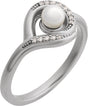 14K Gold Cultured Akoya Pearl & Natural Diamond Accented Pearl Ring - White Gold