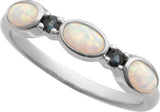 14K Gold Oval Lab-Grown White Opal & Natural London Blue Topaz Accented Ring - White Gold - view 4