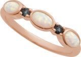 14K Gold Oval Lab-Grown White Opal & Natural London Blue Topaz Accented Ring - Rose Gold - view 4