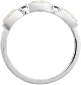 14K Gold Oval Lab-Grown White Opal & Natural London Blue Topaz Accented Ring - White Gold - view 2