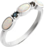 14K Gold Oval Lab-Grown White Opal & Natural London Blue Topaz Accented Ring - White Gold