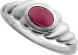 14K Gold Oval Natural Rhodolite Garnet Bezel-Set Puffed Cabochon Ring - White Gold - view 4