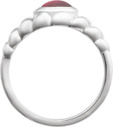 14K Gold Oval Natural Rhodolite Garnet Bezel-Set Puffed Cabochon Ring - White Gold - view 2