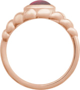 14K Gold Oval Natural Rhodolite Garnet Bezel-Set Puffed Cabochon Ring - Rose Gold - view 2