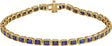 14K Gold Emerald Lab-Grown Blue Sapphire Bezel-Set Line Bracelet - Yellow Gold
