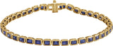 14K Gold Emerald Lab-Grown Blue Sapphire Bezel-Set Line Bracelet - Yellow Gold
