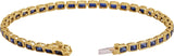 14K Gold Emerald Lab-Grown Blue Sapphire Bezel-Set Line Bracelet - Yellow Gold - view 2