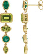 14K Gold Emerald Natural Peridot & Lab-Grown Emerald Multi-Stone Dangle Earrings - Yellow Gold