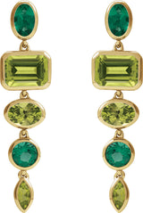 14K Gold Emerald Natural Peridot & Lab-Grown Emerald Multi-Stone Dangle Earrings - Yellow Gold - view 2