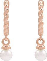 Platinum Cultured White Freshwater Pearl Pearl Hoop Earrings - view 2
