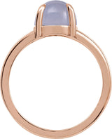 14K Gold Round Natural Chalcedony Cabochon Ring - Rose Gold - view 2