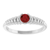14K Gold Round Natural Mozambique Garnet Half-Bezel Solitaire Ring - White Gold - view 3