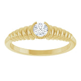 14K Gold Round Natural White Sapphire Half-Bezel Solitaire Ring - Yellow Gold - view 3