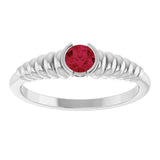 14K Gold Round Natural Ruby Half-Bezel Solitaire Ring - White Gold - view 3