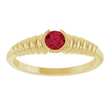 14K Gold Round Natural Ruby Half-Bezel Solitaire Ring - Yellow Gold - view 3