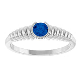 Platinum Round Natural Blue Sapphire Half-Bezel Solitaire Ring - view 3