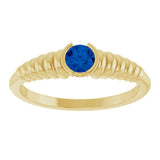 14K Gold Round Natural Blue Sapphire Half-Bezel Solitaire Ring - Yellow Gold - view 3