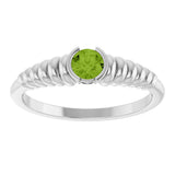 14K Gold Round Natural Peridot Half-Bezel Solitaire Ring - White Gold - view 3
