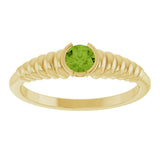 14K Gold Round Natural Peridot Half-Bezel Solitaire Ring - Yellow Gold - view 3