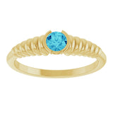 14K Gold Round Natural Blue Zircon Half-Bezel Solitaire Ring - Yellow Gold - view 3
