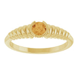 14K Gold Round Natural Citrine Half-Bezel Solitaire Ring - Yellow Gold - view 3