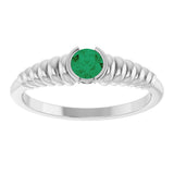 14K Gold Round Lab-Grown Emerald Half-Bezel Solitaire Ring - White Gold - view 3