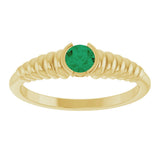 14K Gold Round Lab-Grown Emerald Half-Bezel Solitaire Ring - Yellow Gold - view 3