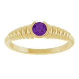 14K Gold Round Natural Amethyst Half-Bezel Solitaire Ring - Yellow Gold - view 3
