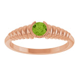 14K Gold Round Natural Peridot Half-Bezel Solitaire Ring - Rose Gold - view 3