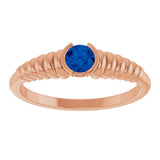 14K Gold Round Lab-Grown Blue Sapphire Half-Bezel Solitaire Ring - Rose Gold - view 3