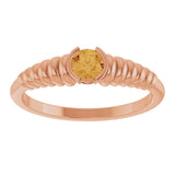 14K Gold Round Natural Citrine Half-Bezel Solitaire Ring - Rose Gold - view 3