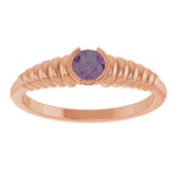 14K Gold Round Lab-Grown Alexandrite Half-Bezel Solitaire Ring - Rose Gold - view 3