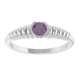 14K Gold Round Lab-Grown Alexandrite Half-Bezel Solitaire Ring - White Gold - view 3