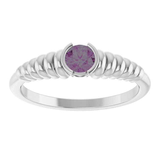 14K Gold Round Lab-Grown Alexandrite Half-Bezel Solitaire Ring - White Gold - view 3