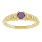 14K Gold Round Lab-Grown Alexandrite Half-Bezel Solitaire Ring - Yellow Gold - view 3