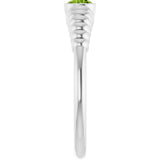 Platinum Round Natural Peridot Half-Bezel Solitaire Ring - view 4