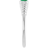 14K Gold Round Lab-Grown Emerald Half-Bezel Solitaire Ring - White Gold - view 4