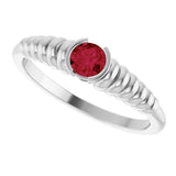 14K Gold Round Natural Ruby Half-Bezel Solitaire Ring - White Gold - view 5