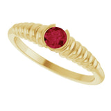 14K Gold Round Natural Ruby Half-Bezel Solitaire Ring - Yellow Gold - view 5